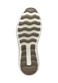 Suela de zapato GEOX en beige y marrón, con un diseño ondulado, orificios de ventilación y superficies texturizadas para un mejor agarre y comodidad.