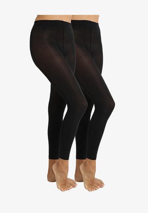 Leggings noirs avec une finition lisse et texturée, dotés d'une taille haute et d'un design près du corps qui descend jusqu'à la cheville.