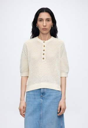 Marc O'Polo DENIM SHORTSLEEVE PULLOVER - Pullover - creamy white
