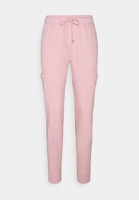 Rosa sweatpants med en avsmalnande passform, elastisk midja, dragsko och sidofickor. Mjuk tyg med en slät yta och ribbade muddar.