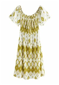 Next OFF SHOULDER SUMMER - REGULAR FIT - Nappali ruha - white green