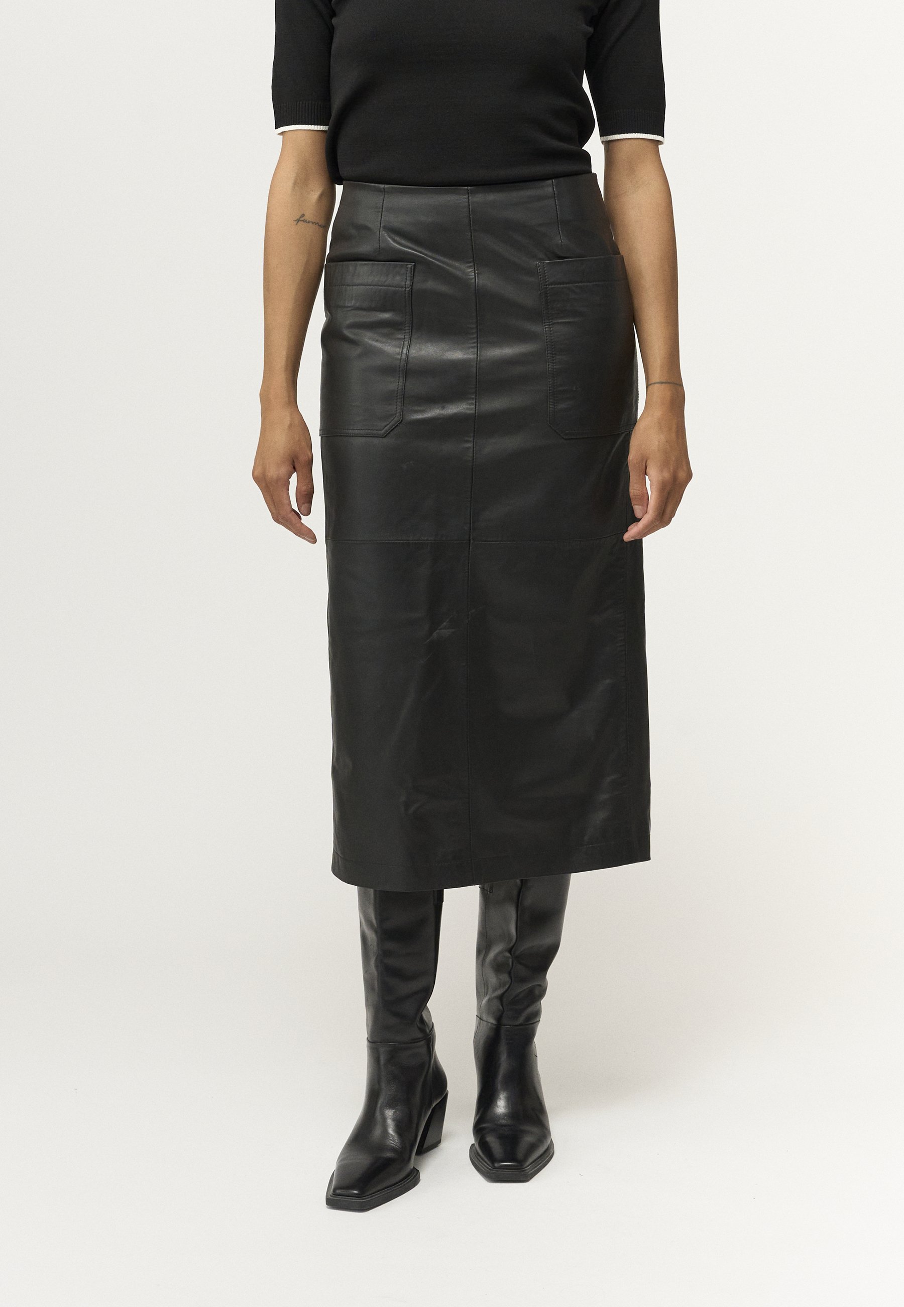 Pieszak Leather skirt - black - Zalando
