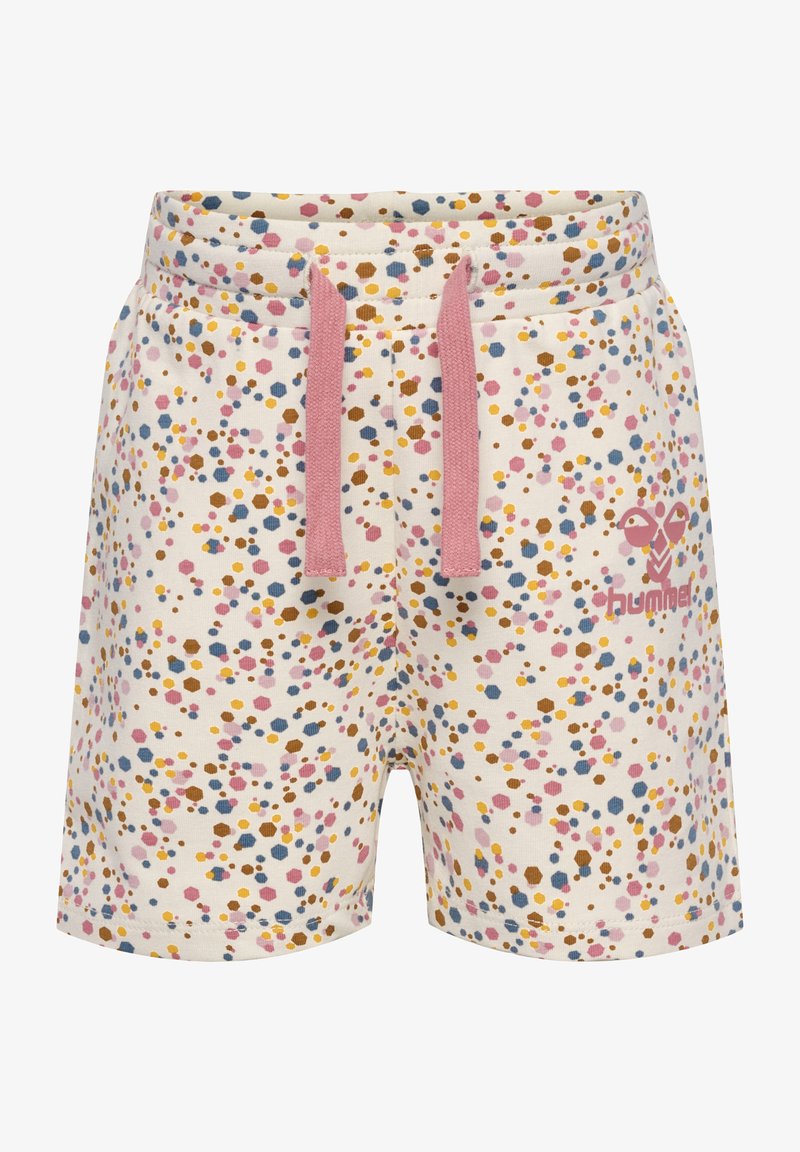 Lätta bomullsshorts med en krämfärgad bas och flerfärgad prickig mönstring. Har en rosa snörning och en broderad logotyp.