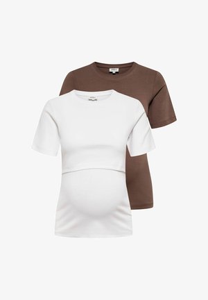 ONLY MATERNITY, TOP OLMNIMA 2-PACK TOP - T-Shirt basic - chocolate martini