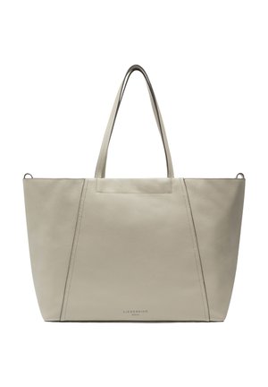 Sac fourre-tout en cuir beige avec deux bretelles d'épaule, design simple avec coutures, et logo "Liebeskind Berlin" au centre en bas.