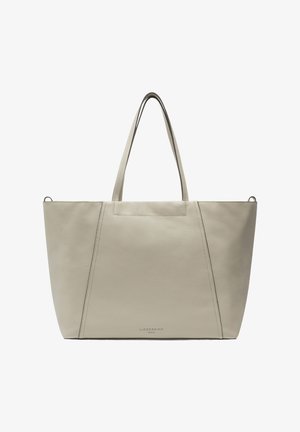 Sac fourre-tout en cuir beige avec deux bretelles d'épaule, design simple avec coutures, et logo "Liebeskind Berlin" au centre en bas.