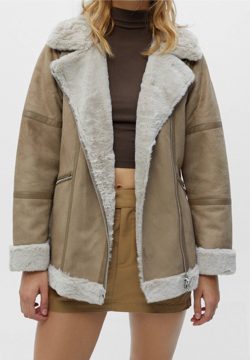 PULL&BEAR Imiteret læderjakke - dark grey