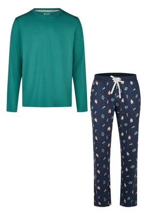 HAPPY SHORTS MEN'S CHRISTMAS PAJAMA SET SHIRT + PANTS - Pyjama - green navy gingerbread
