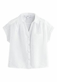 PETITE FIT - SHORT SLEEVE BRODERIE SHELL SHIRT  . - Nööpidega pluus - white