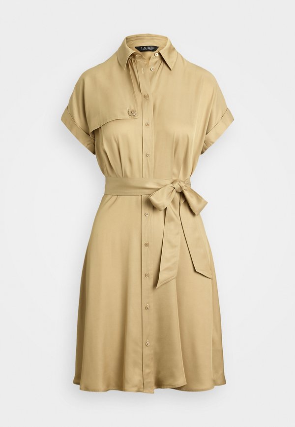 Belted Twill Short Sleeve Shirtdress - Shirt dress - camel3