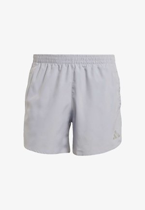 Hellgraue Sportshorts aus glattem, leichtem Stoff. Elastischer Bund und Seitentaschen. Verfügt über ein dezentes Logo am unteren Saum.