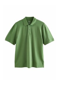 Polo de manga corta verde hecho de algodón. Presenta un cuello clásico, una tapeta de dos botones y un sutil logotipo bordado en el pecho.
