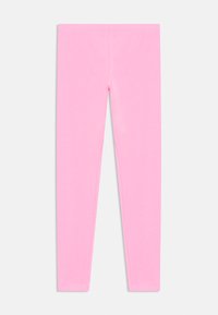 Rózsaszín, rugalmas pamutból készült leggings, testhezálló kialakítással, sima textúrával és kényelmes, rugalmas derékkal.