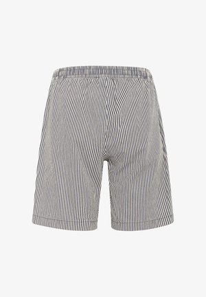 Meeste kerged lühikesed püksid vertikaalsete tumesiniste ja valgete triipudega ning elastse vöökohaga.