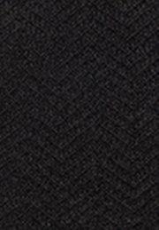 Schwarzer Stoff mit einer strukturierten, gewebten Struktur, die ein Fischgrätmuster zeigt. Das Material wirkt robust und eng gestrickt.