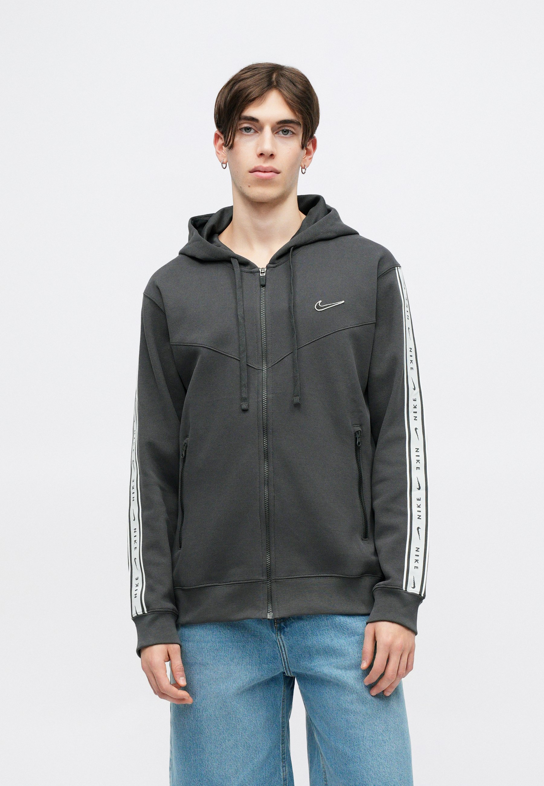 nike mens dark grey zip hooded sweatshirt hoodie