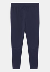 Marineblaue Leggings aus leichtem, dehnbarem Material mit elastischem Bund. Sie verfügen über eine glatte Textur und eine taillierte Passform.