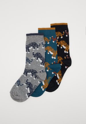 Ewers KIDS SOCKS LITTLE TIGER 3 PACK  - Socken - grün/navy/grau