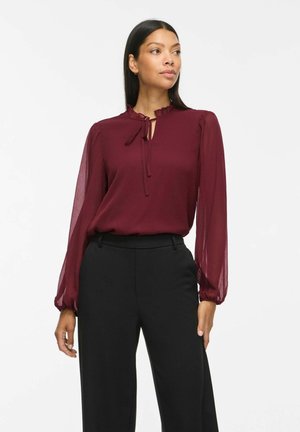 VILA, LONG SLEEVED TOP VIFALIA HIGH NECK - Blouse - port royale