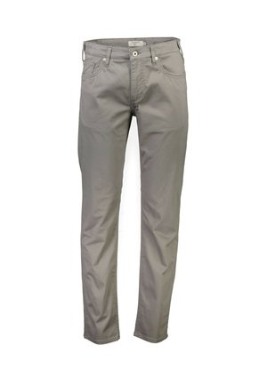 Grijze katoenen broek met een slim fit, vijf-pocket ontwerp en een ritssluiting met knoopsluiting. Strakke textuur en eenvoudige stikdetails.