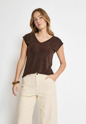 Desires BOB SHORTSLEEVE SHIMMER - T-Shirt basic - java brown