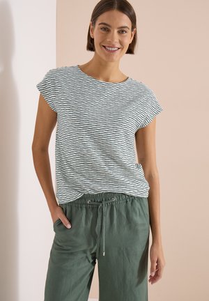 Cecil, T-SHIRT MIT U-BOOT-AUSSCHNITT UND STREIFEN - T-shirt imprimé - jungle green