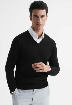 REGULAR FIT - EARL  V-NECK  - Svetr - black