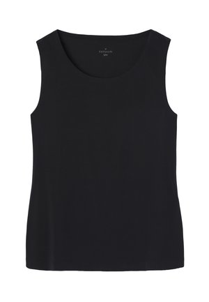 Mustast naiste triiksärgist ilma varrukateta, ümmarguse kaelusega, keha järgiva lõikega ning kaeluse sees nähtav S/M suuruses sildiga.