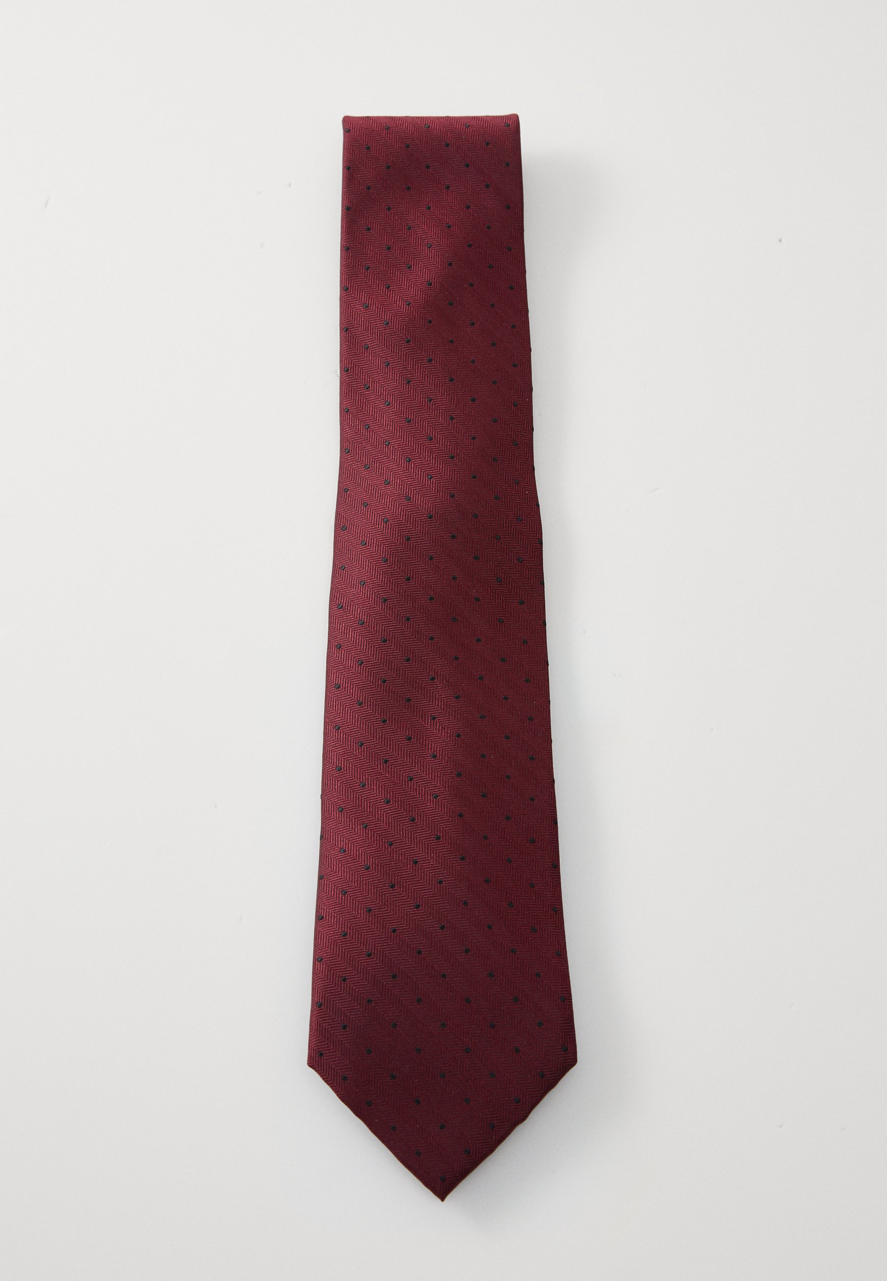 Great British Tie Club Cravatta Uomo A Pinsot (Pindot) – Colore Borgogna Con Puntini Bianchi, Skinny, Lunghezza 142 Cm, Fatta A Mano UK - 3