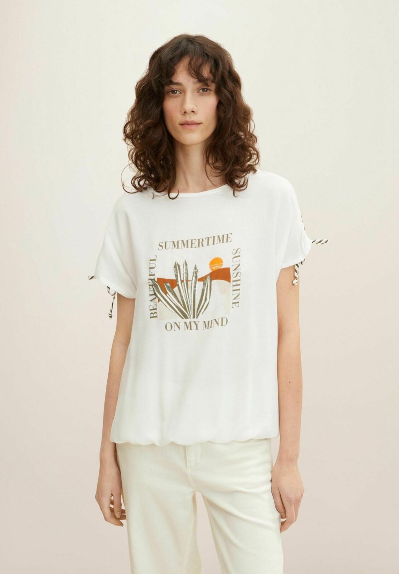 Camiseta Estampada Tom Tailor Para Mujer - Manga Corta, Corte Holgado Y Tejido Suave De Viscosa