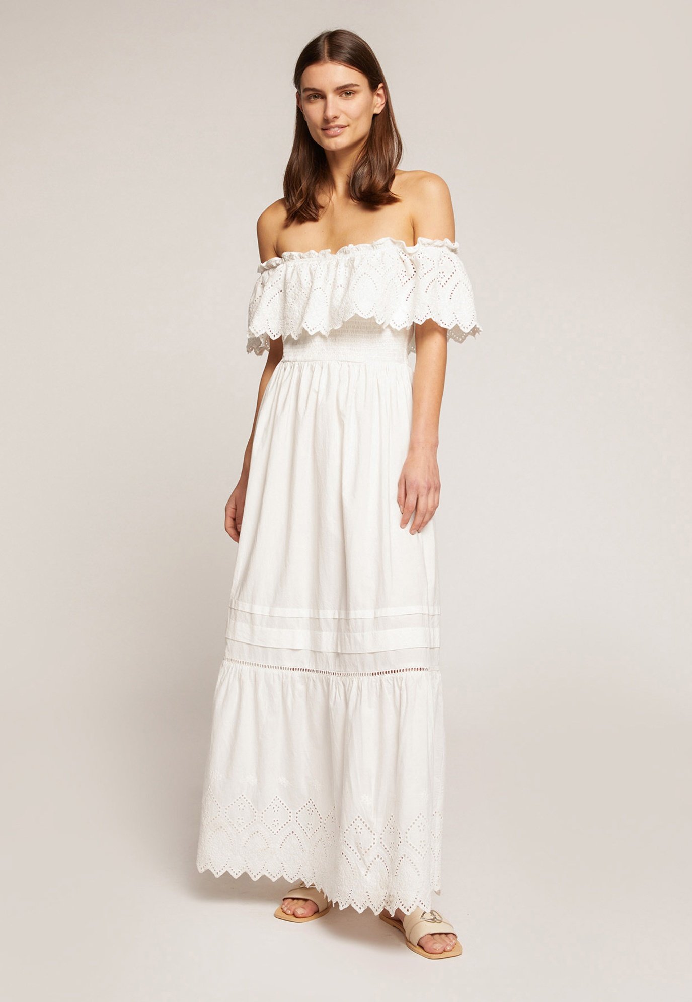 Motivi LUNGO CON RICAMI TRAFORATI - Vestito lungo - bianco - Zalando.it