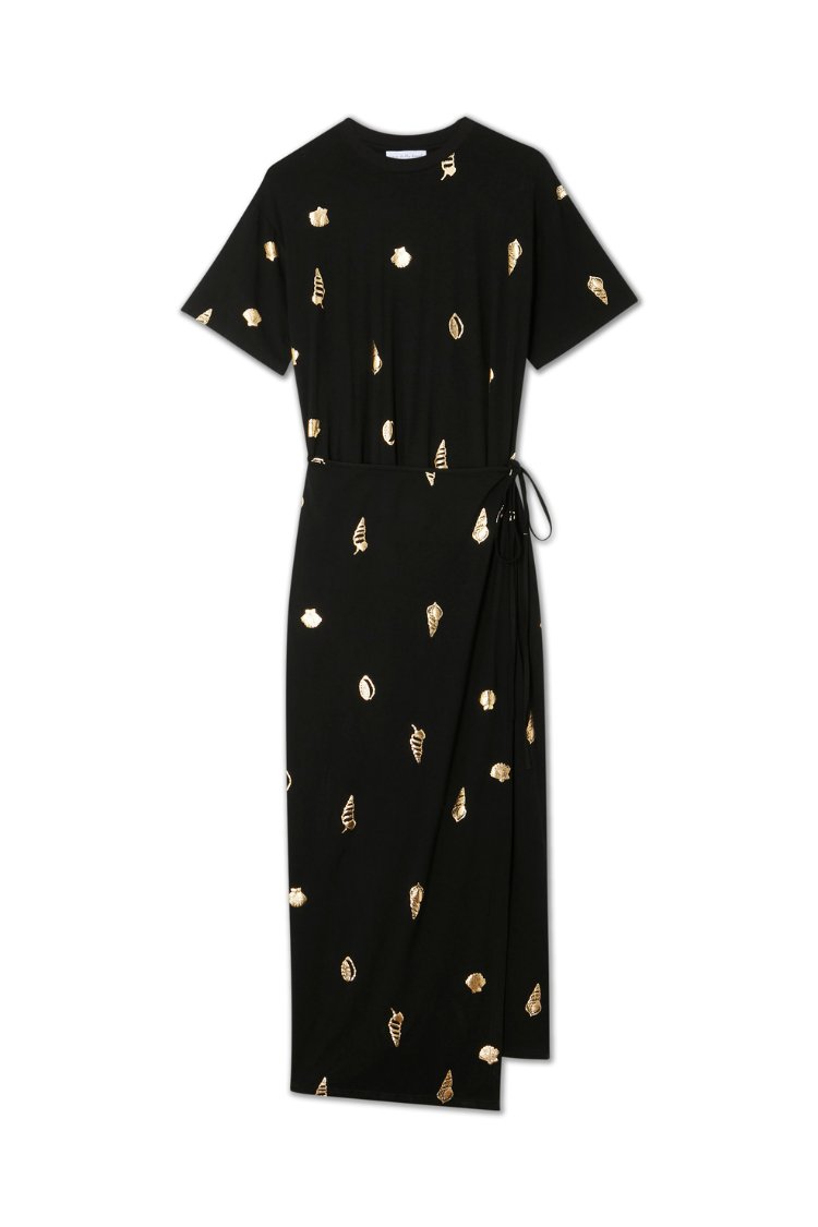 black and gold leaf print dress Zizi Plus Size Gold Wrap Midi Dress Gold / 20