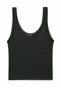 Czarny, bezrękawnik z zaokrąglonym dekoltem. Wykonany z miękkiego, teksturowanego materiału. Prosty krój, prosta linia u dołu.