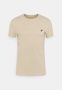 BASIC SLIM EMBROIDERY T SHIRT - Camiseta básica - beige
