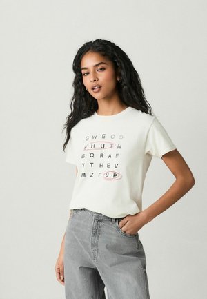 REGULAR FIT NOVELTY CROSSWORD PUZZLE GRAPHIC SHORT SLEEVE - Trükipildiga T-särk - ecru