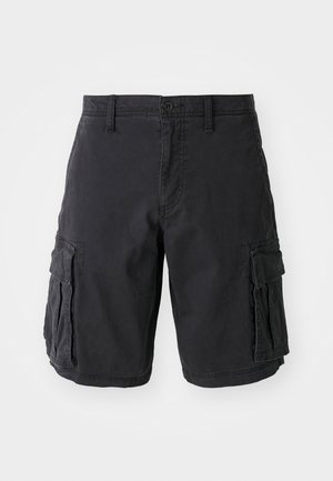 Zwarte cargoshorts van katoen, met meerdere zijzakken, een knoopsluiting en een relaxte pasvorm. Soepel textuur en sterke naden.