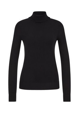 Černý rolák s dlouhými rukávy, vyrobený z hladké pleteniny. Obsahuje žebrované detaily na límci a spodním lemu.