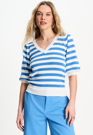 POM Amsterdam, PULLOVER - STRIPED SMASHING BLUE - T-shirt print - blue