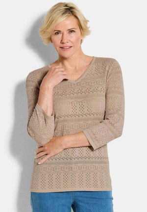 LEICHTER MIT AJOURMUSTER - Pullover - beige