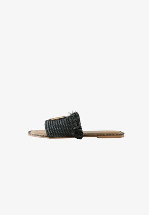 Never Fully Dressed, REGULAR FIT - RAFFIA MULE SANDALS . - Šľapky - black banana