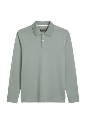 Lange mouwen polo shirt in lichtgroen, gemaakt van zachte katoen. Kenmerkt zich door een klassieke kraag, twee knopen en een klein logo op de borst.