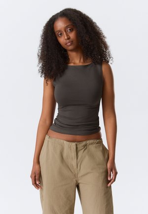 Weekday ANNIE SOFT BOATNECK TOP - Μπλούζα - charcoal