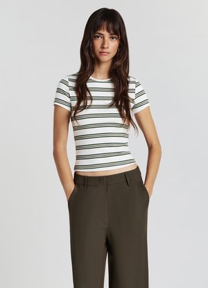 A RIGHE - T-shirt con stampa - var bianco lana