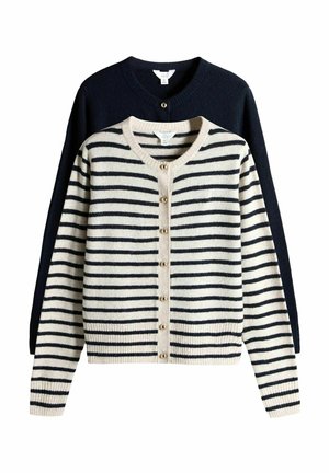 REGULAR FIT - 2 PACK BUTTON - Cardigan - navy/cream stripe