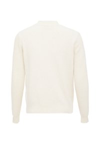 Maglione a maglia color ecrù con un motivo testurizzato, polsini e colletto a coste, caratterizzato da una vestibilità classica e orlo dritto.