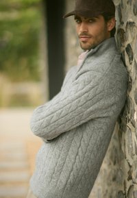 Next TEXTURED PREMIUM SOFT TOUCH ZIP NECK - Pulóver - grey cable