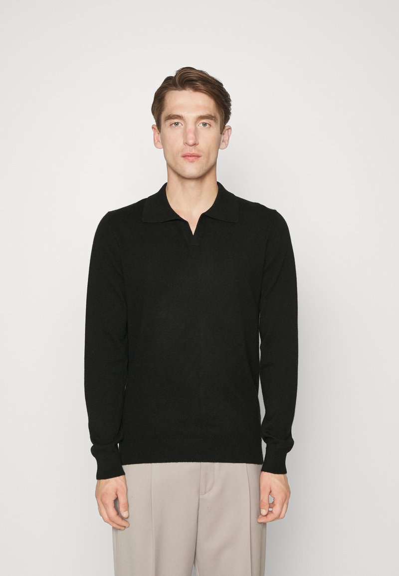 Davida Cashmere MAN OPEN COLLAR Jumper black Zalando.co.uk