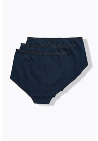 Mutande di cotone navy, set di quattro, con una superficie liscia, ampia cintura elastica e un taglio classico; senza fantasie o grafiche.