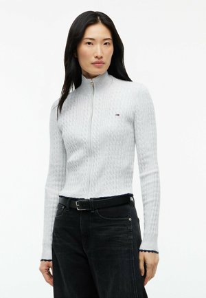 Tommy Jeans, TJW MICRO CABLE ZIPTHRU SWTR EXT - Cardigan - ice grey heather