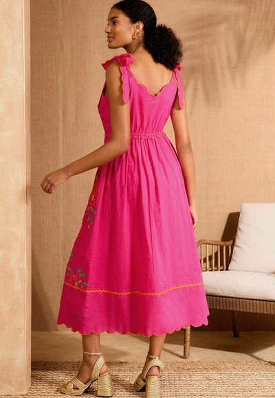 Robe Extensible Doublée Rose Et Noir Femme - Taille 12 De Matalan - Occasion Très Bon état